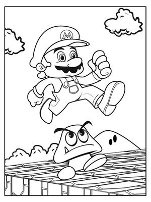 Mario Is Running Coloring Page